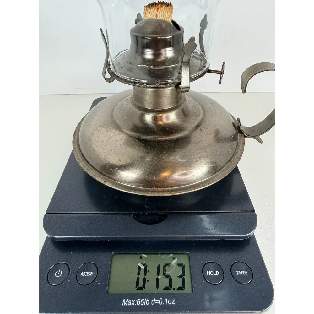 VTG working Metal Oil Lamp Hurricane Glass Shade Kerosene Lantern table‎ decor